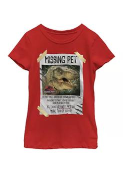 推荐Missing Pet T Rex Poster Taped Short Sleeve Graphic T-Shirt商品