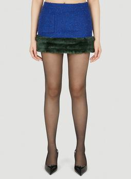 推荐Faux Fur Trim Mini Skirt in Blue商品