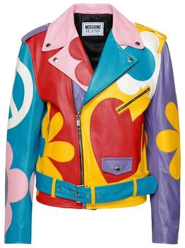 M05CH1N0 Jeans | Multicolor Sheepskin Biker Jacket,商家Italist,价格¥7292