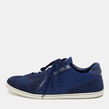 lv男鞋图片, [二手商品] Louis Vuitton | Louis Vuitton Blue Suede And Canvas Trainers Low Top Sneakers Size 44商品图片 满1件减$100, 满减
