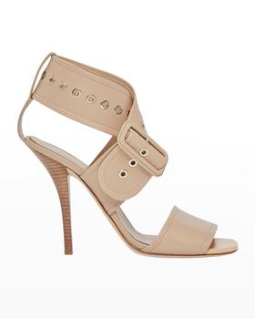 时尚burberry羽绒服女装, Burberry | Trench Lambskin Buckle Stiletto Sandals商品图片 