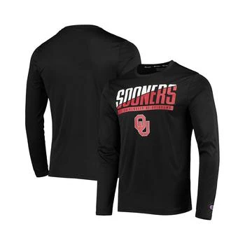 CHAMPION | Men's Black Oklahoma Sooners Wordmark Slash Long Sleeve T-shirt 