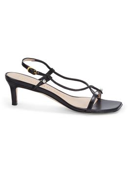 stuart weitzman凉鞋马丁靴, Stuart Weitzman | ​Astrid Faux Pearl Studded Leather Sandal Pumps商品图片 4.7折