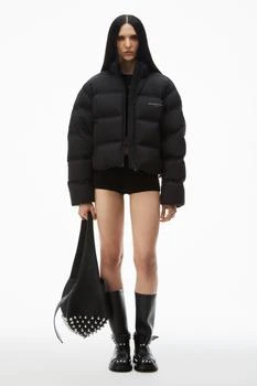 Alexander Wang | cropped puffer coat with reflective logo,商家alexanderwang,价格¥5180