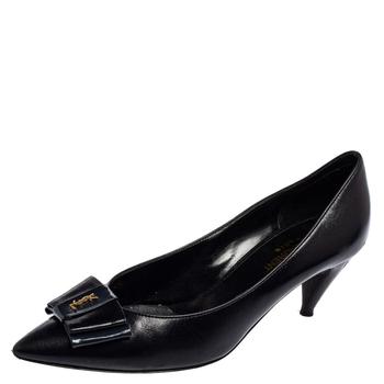 ysl高跟鞋价格, [二手商品] Yves Saint Laurent | Saint Laurent Black Leather Bow Pointed Toe Pumps Size 38商品图片 4.9折, 满1件减$100, 满减