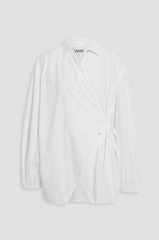 Ganni | Cotton-poplin wrap blouse商品图片,4.5折