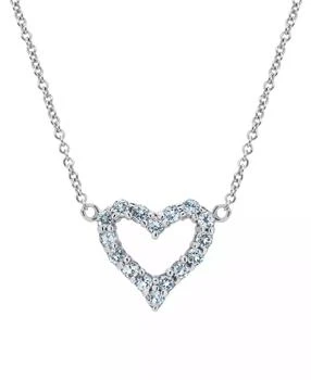 Macy's | Lab-Grown Aquamarine Open Heart 18" Pendant Necklace (5/8 ct. t.w.) in Sterling Silver,商家Macy's,价格¥283