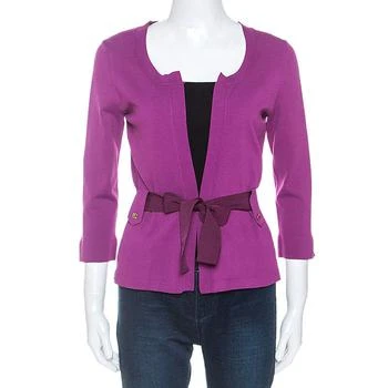 推荐CH Carolina Herrera Purple Stretch Knit Belted Cardigan XS商品