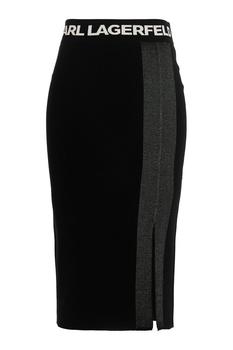 Karl Lagerfeld Paris | Karl Lagerfeld Metallic-Detail Fitted Skirt商品图片,7.2折