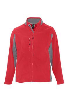推荐SOLS Mens Nordic Full Zip Contrast Fleece Jacket (Red/Medium Grey) Red/Medium Grey商品