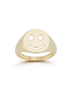 商品14K Yellow Gold Smiley Face Signet Ring - 100% Exclusive图片