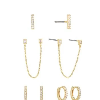 Ettika Jewelry | Chain Dangle Duo And Stud Earring Layering 18k Gold Plated Set of 3,商家Verishop,价格¥435