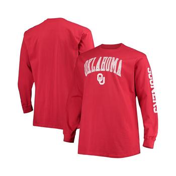 CHAMPION | Men's Crimson Oklahoma Sooners Big and Tall 2-Hit Long Sleeve T-shirt商品图片,