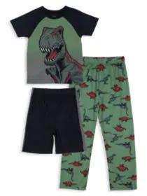 product Little Boy’s 3-Piece Dinosaur T-Shirt, Shorts & Leggings Pajama Set image
