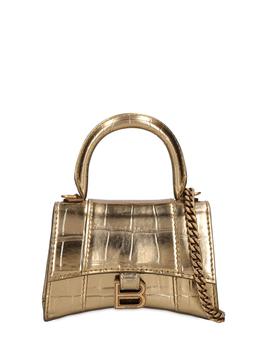 巴黎世家沙漏包价格, Balenciaga | Mini Hourglass Croc Embossed Leather Bag商品图片 