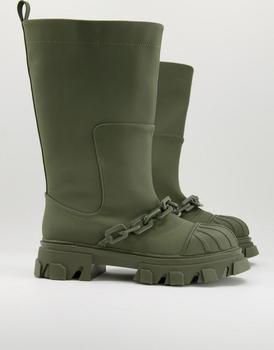 商品Public Desire | Public Desire Man lincoln chain rain boots in khaki,商家ASOS,价格¥197图片