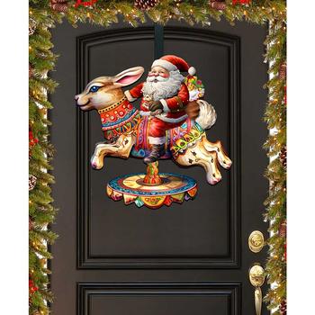 商品Designocracy | Christmas Santa Carousel Christmas Wooden Door Decor Wall Decor G. DeBrekht,商家Macy's,价格¥1130图片