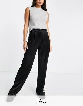 推荐Stradivarius Tall satin trousers in black商品