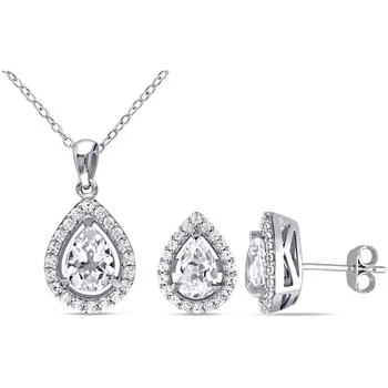 Mimi & Max | Mimi & Max 4 7/8ct TGW Created White Sapphire Necklace and Earrings Set Sterling Silver,商家Premium Outlets,价格¥475