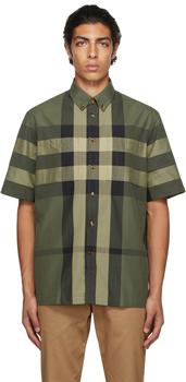 Burberry | Green Cotton Check Short Sleeve Shirt商品图片,独家减免邮费