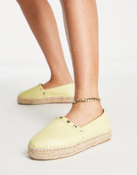 Truffle Collection faux leather studded espadrilles in yellow product img