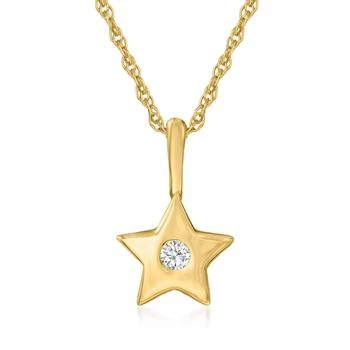 Ross-Simons | Ross-Simons Diamond-Accented Star Pendant Necklace in 14kt Yellow Gold,商家Premium Outlets,价格¥2614