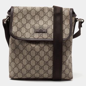 [二手商品] Gucci | Gucci Beige/Brown GG Supreme Canvas Messenger Diaper Bag商品图片,