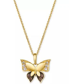 Le Vian | Chocolate Diamond & Nude Diamond Butterfly 18" Pendant Necklace (1/6 ct. t.w.) in 14k Gold,商家Macy's,价格¥13466