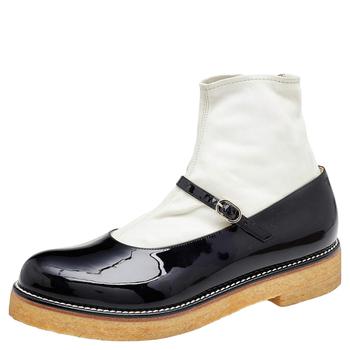 美国香奈儿鞋, [二手商品] Chanel | Chanel Black/White Patent and Leather Mary Jane Sock Boots Size 40商品图片 7.2折, 满1件减$100, 满减