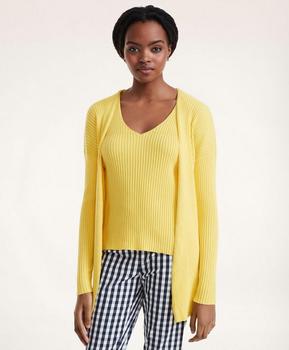 布克兄弟开衫, Brooks Brothers | Cotton Linen Ribbed Open Cardigan商品图片 4.2折