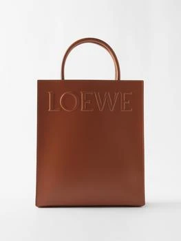 推荐A4 embossed-logo leather tote bag商品