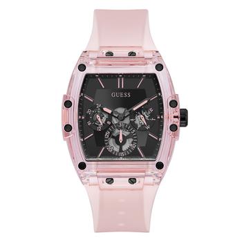 GUESS | Men's Pink Silicone Strap Watch 43mm商品图片,