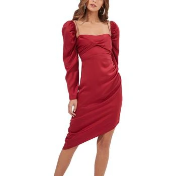 推荐ASTR The Label Claudina Women's Asymmetric Embellished Long Sleeve Midi Dress�商品