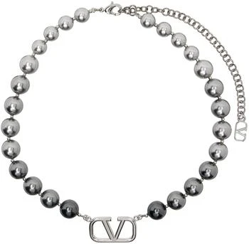 Valentino | Silver VLogo Signature Pearl Choker,商家Ssense US,价格¥7234