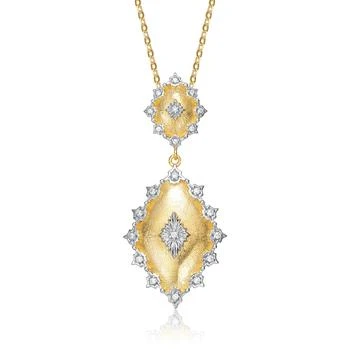 Rachel Glauber | Rachel Glauber Rhodium And 14k Gold Plated Cubic Zirconia Pendant Necklace,商家Premium Outlets,价格¥413