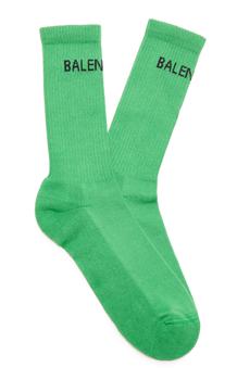 更多巴黎世家袜子鞋, Balenciaga | Balenciaga - Women's Logo-Knit Cotton-Blend Socks - Green/pink - Moda Operandi商品图片 