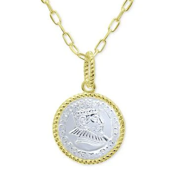 Giani Bernini | Two-Tone Coin Pendant Necklace in Sterling Silver & 18k Gold-Plate, 16" + 2" extender, Created for Macy's 4折×额外8折, 独家减免邮费, 额外八折