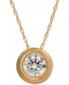 Macy's | Bezel-Set Cubic Zirconia Pendant Necklace in 14k Yellow Gold,商家Macy's,价格¥748