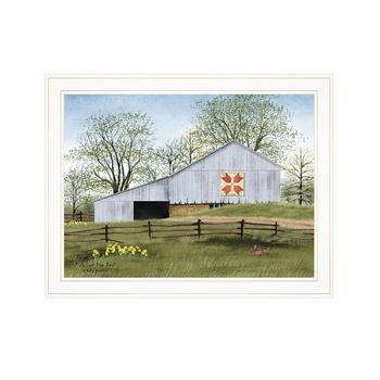 商品Tulip Quilt Block Barn by Billy Jacobs, Ready to hang Framed Print, White Frame, 27" x 21"图片