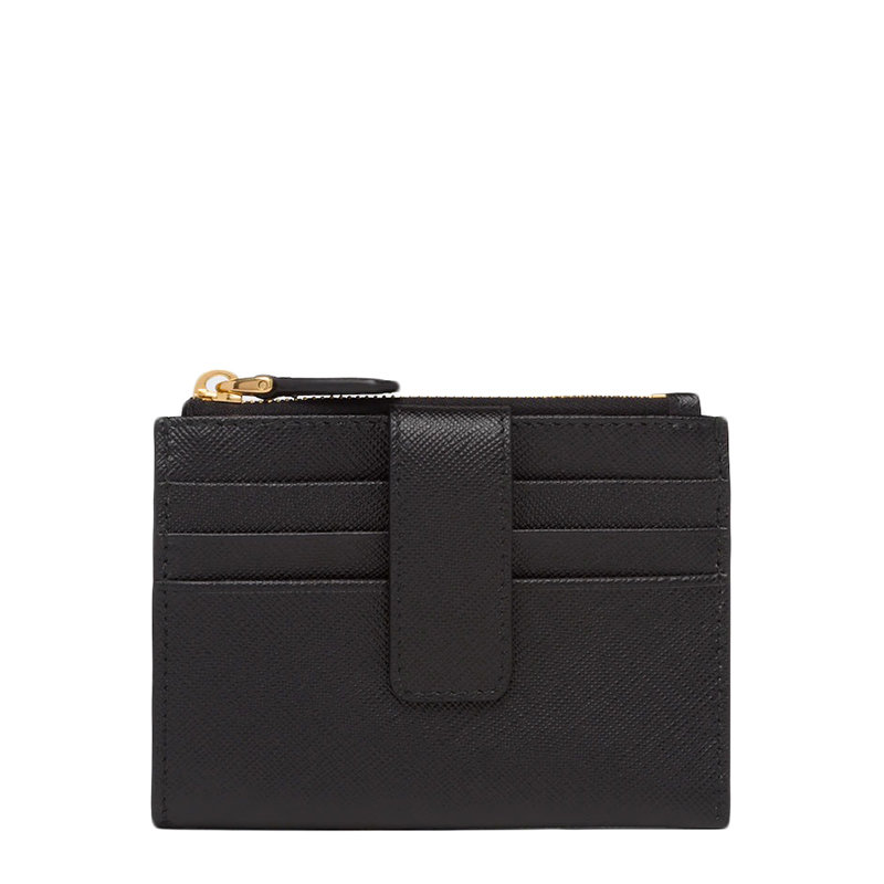 Prada | 【预售3-7天】PRADA/普拉达 22春夏新款 女士黑色皮革三角金标拉链搭扣零钱卡夹1MC026_QHH_F0002商品图片,7.9折, 包邮包税