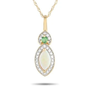 LB Exclusive | 14K Yellow Gold 0.07ct Diamond, Opal, and Emerald Necklace PD4-16299YOPEM,商家Premium Outlets,价格¥1796