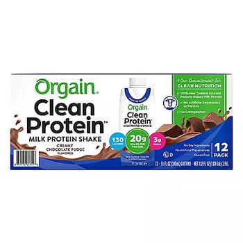 推荐Orgain Clean Protein Grass Fed Shake, Creamy Chocolate Fudge (12 ct.)商品