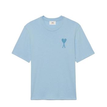 ami t恤真假, AMI | AMI PARIS Ami De Coeur系列 男女同款天蓝色纯棉宽松大码T恤商品图片 额外8.2折x额外9折, 额外八二折, 额外九折