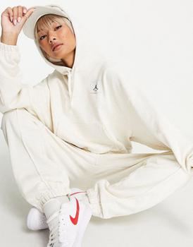aj女, Jordan | Jordan essential fleece pull over hoodie in off white商品图片 6.8折