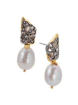 商品Solanales Crystal, 14K Gold-Plated & Rice Pearl Drop Earrings图片