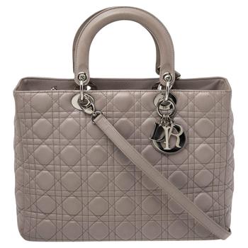 迪奥托特包, [二手商品] Dior | Dior Grey Cannage Leather Large Lady Dior Tote商品图片 3.9折, 满1件减$100, 满减