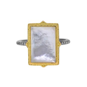 商品Armenta Old World 18K Yellow Gold And Sterling Silver Diamond And Mother Of Pearl Ring Sz 6.5 17609图片
