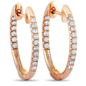 商品14K Rose Gold 0.25 ct Diamond Pave Hoop Earrings图片