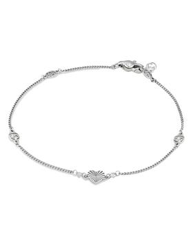 商品18K White Gold Interlocking G Diamond Accented Heart Chain Bracelet图片