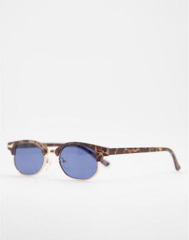 ASOS | ASOS DESIGN mini retro sunglasses with tortoiseshell detail and smoke lens商品图片,4.1折